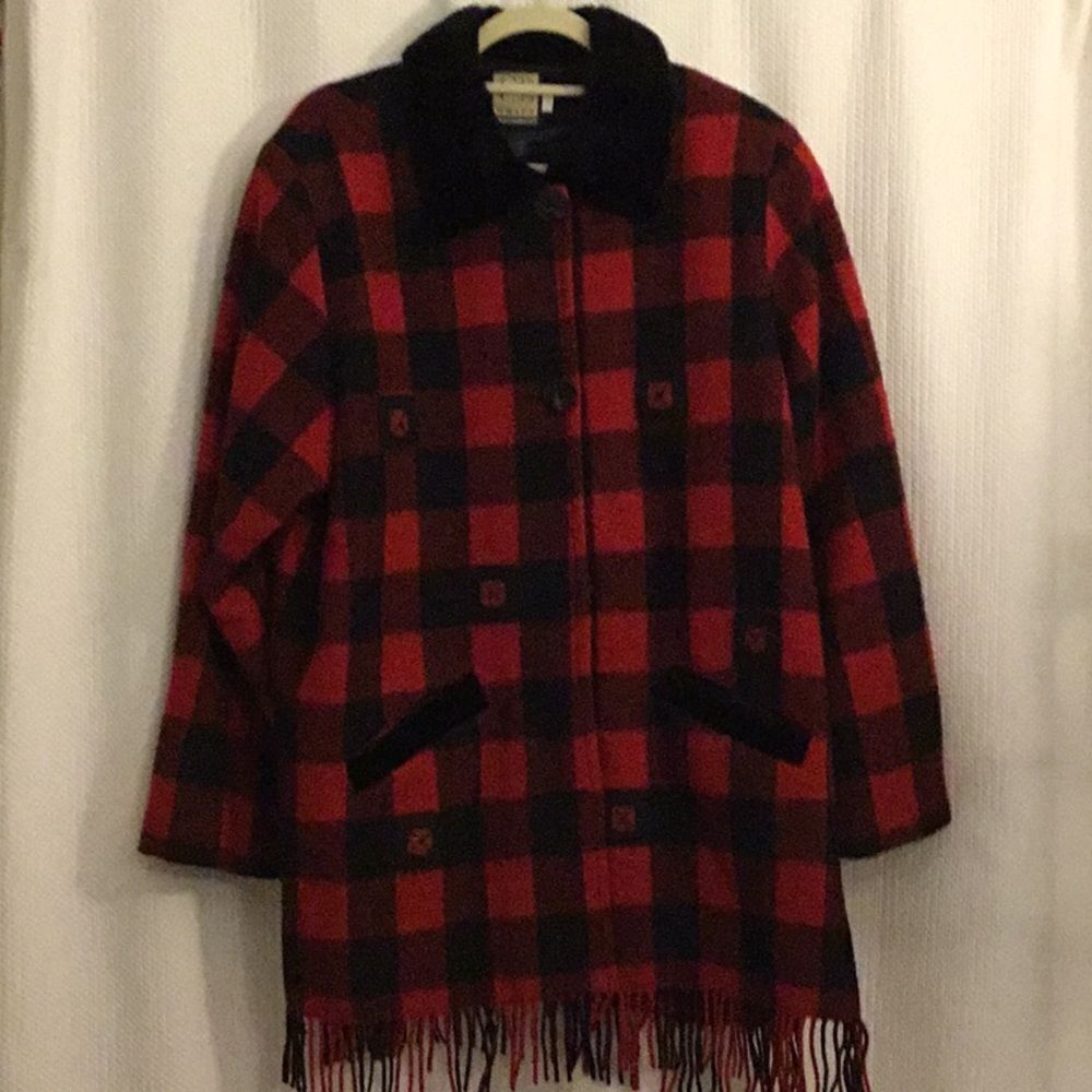 Womens  CB WRAPS Buffalo Print Coat NWT